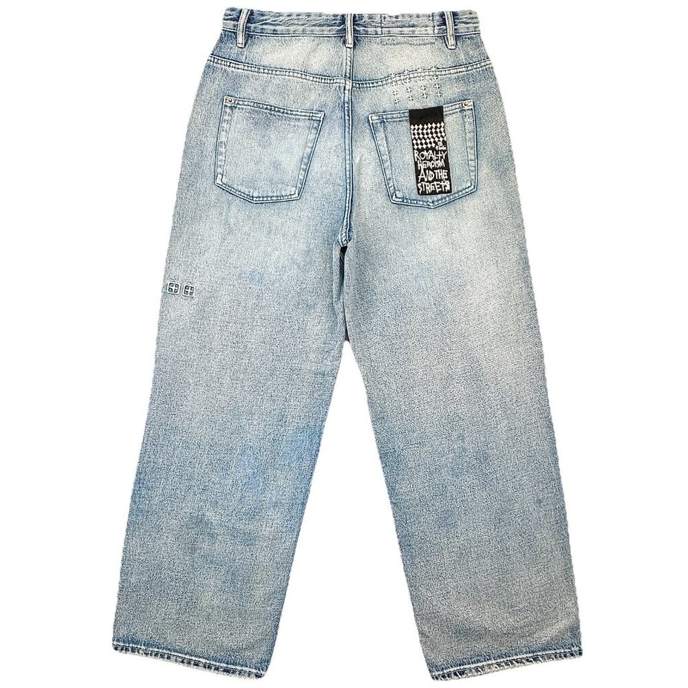 Ksubi Maxx Punk Wide Leg Jeans Mens 31x30 Blue MFA22DJ077 Faded Denim Streetwear